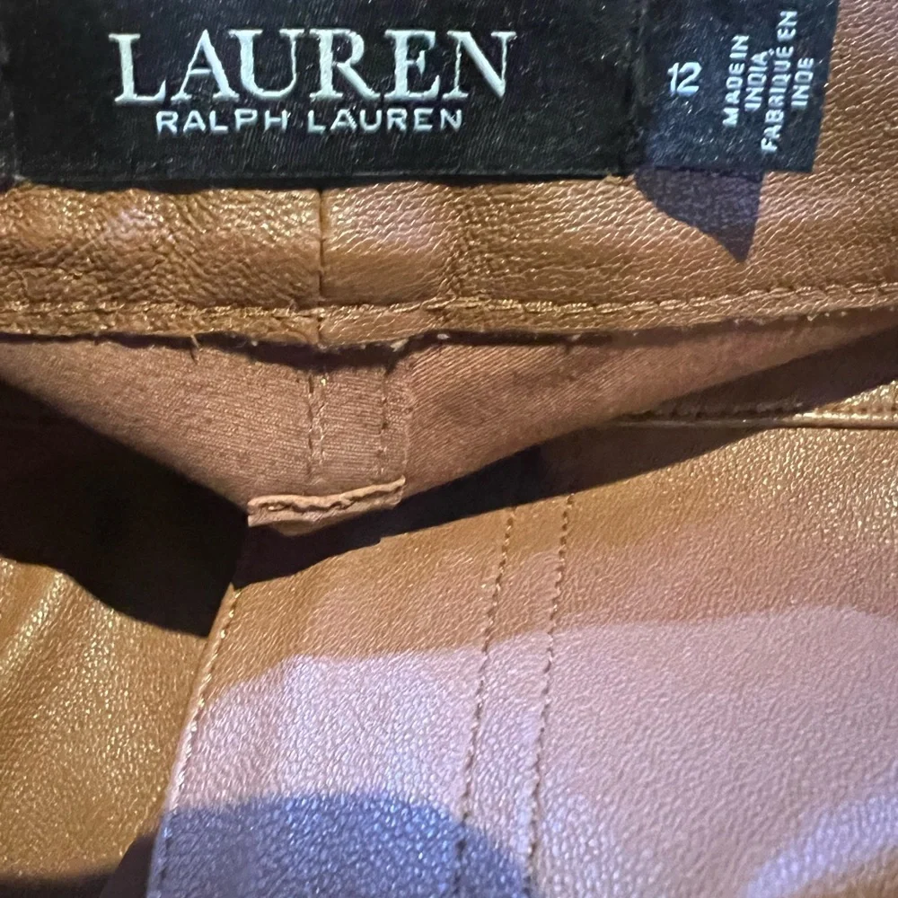 LUXURIOUSLY SOFT Lauren Ralph Lauren Leather Caramel Women's Pants, Size 12 - Picture 6 of 6
